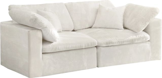 Meridian Furniture Cozy 2-Piece Cream Velvet 80" Cloud Modular Sofa-0