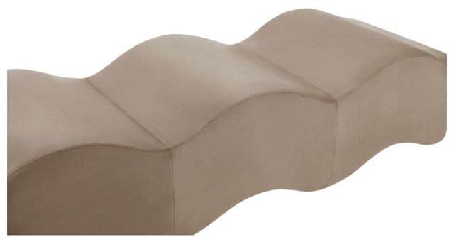 Meridian Furniture Wave Taupe Velvet Upholstered Bench-2