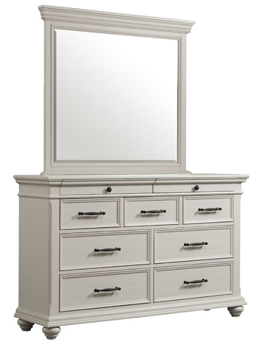 Elements International Slater 4-Piece Antique White King Platform Bedroom Set-4