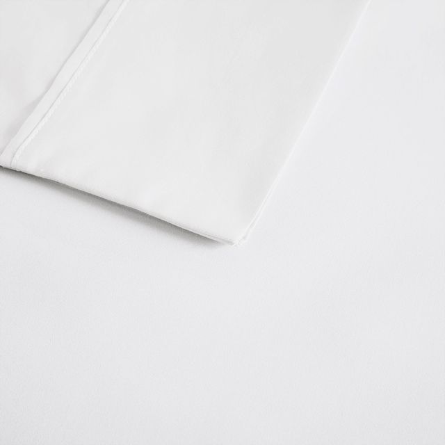 Olliix by Beautyrest White King 400 Thread Count Wrinkle Resistant Cotton Sateen Sheet Set-3
