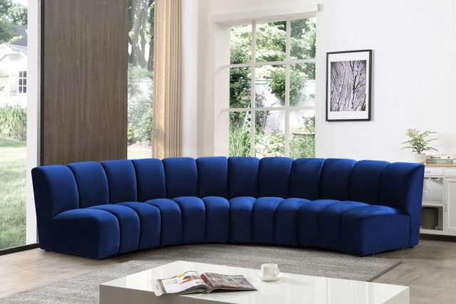 Meridian Furniture Infinity 4-Piece Navy Velvet Modular Sectional-1
