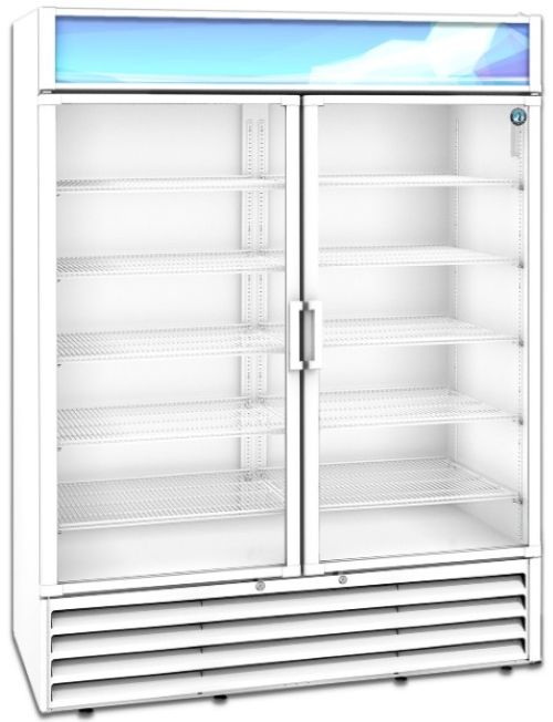 Hoshizaki 60" 42.6 Cu. Ft. White Painted Aluminum Two Section Glass Door Merchandiser Refrigerator-1