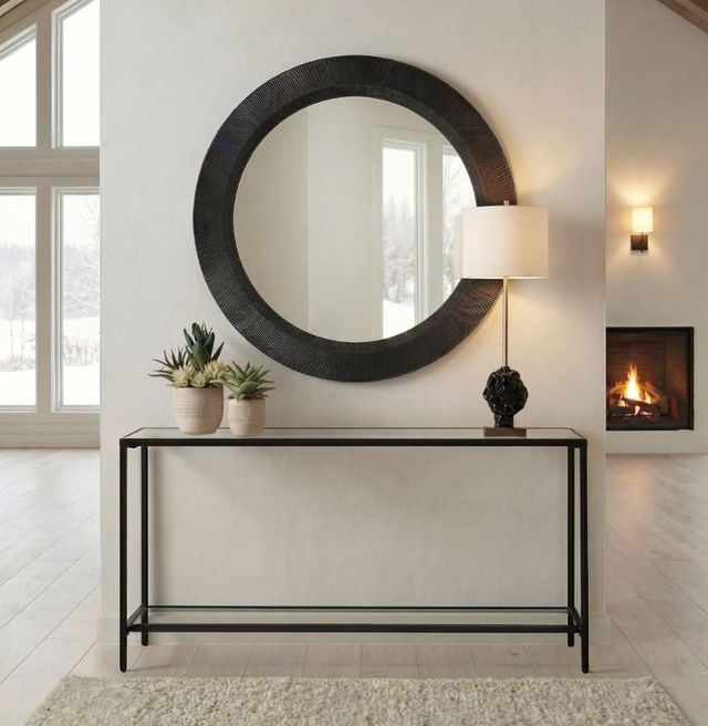 Uttermost® Montgomery Rustic Black Round Mirror-1