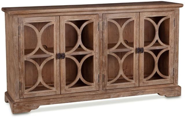 Home Trends & Design San Rafael Antique Oak Glass Cabinet 67"-0