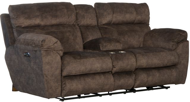 Catnapper® Sedona Mocha Power Reclining Lay Flat Console Loveseat with Storage and Cupholders-0