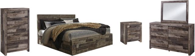 Benchcraft® Derekson 5-Piece Multi Gray King Storage Panel Bed Set-0