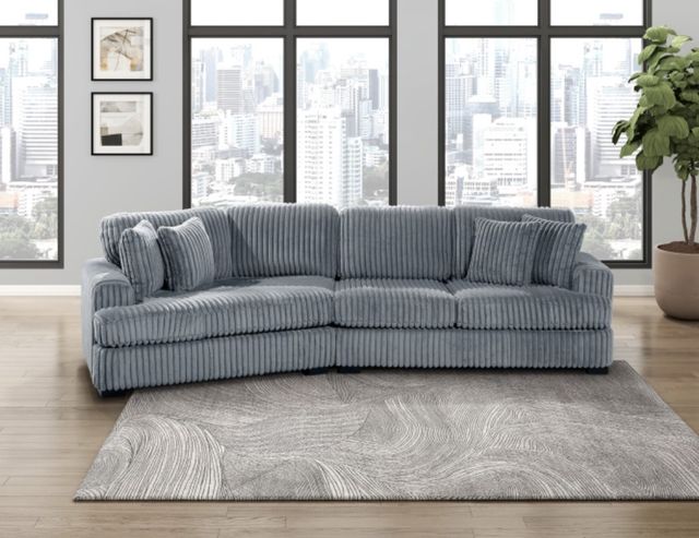 Homelegance® Warwick 2-Piece Gray Sectional with Left Cuddler-1