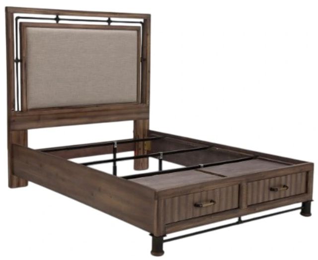 Michael Amini® Crossings Beige/Reclaimed Barn Eastern King Upholstered Panel Bed-1