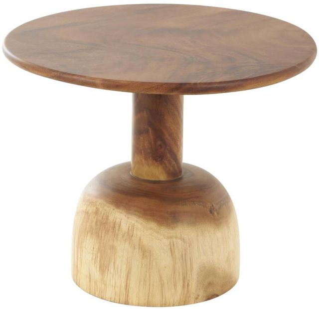 Deco Marche Brown Handmade Coffee Table with Rounded Block Base-0