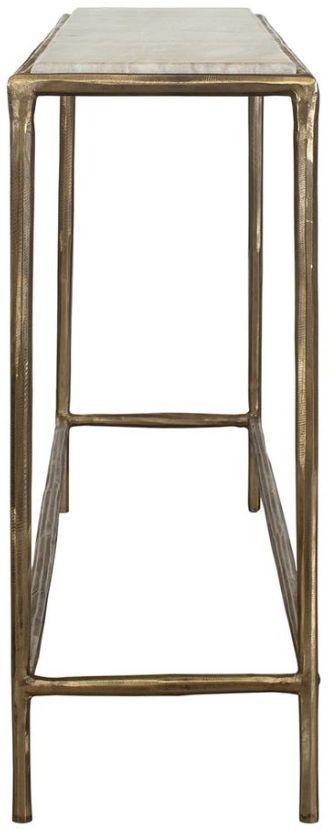Uttermost® Minerva Antique Brass Marble Top Console Table-3