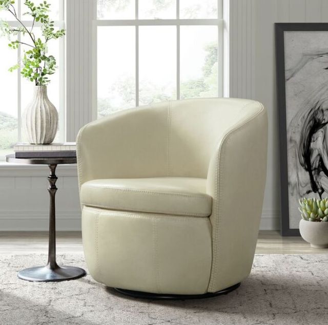 Elements International Vito Pebble Cream Swivel Chair-1