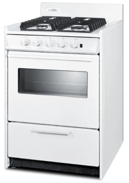 Summit® 24” White Freestanding Gas Range with Glass Window-2