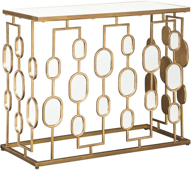 Signature Design by Ashley® Majaci Mirrored Glass Top Console Table with Gold Base-0