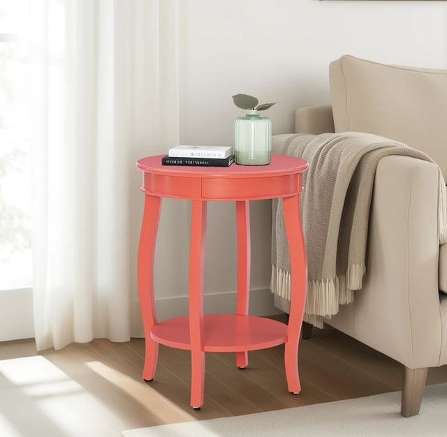 Powell® Rainbow Coral Round Side Table-1