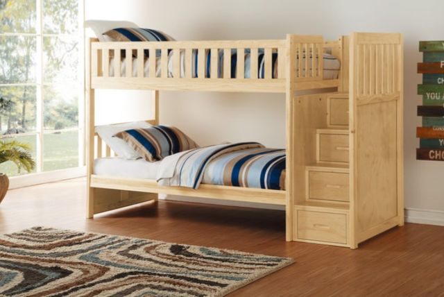 Homelegance® Bartly Natural Pine Twin Over Twin Step Bunk Bed-1
