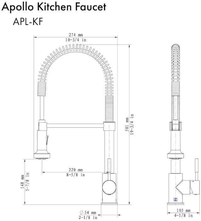 ZLINE Autograph Edition Apollo Champagne Bronze Pull Down Spring Single Handle Kitchen Faucet-4