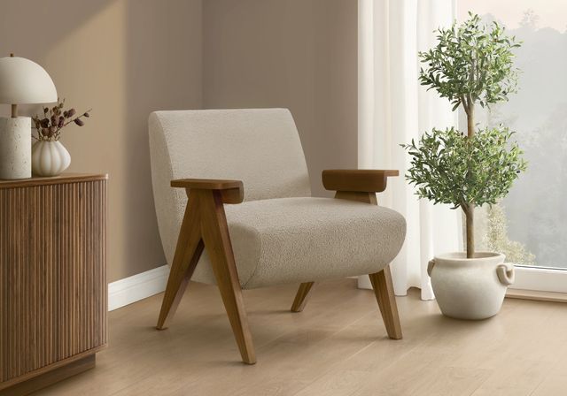 Monarch Specialties Inc. Beige/Walnut 31" Accent Chair-1