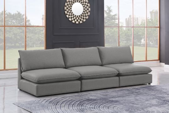Meridian Furniture Mackenzie Grey 120" Linen Fabric Armless Modular Sofa-2