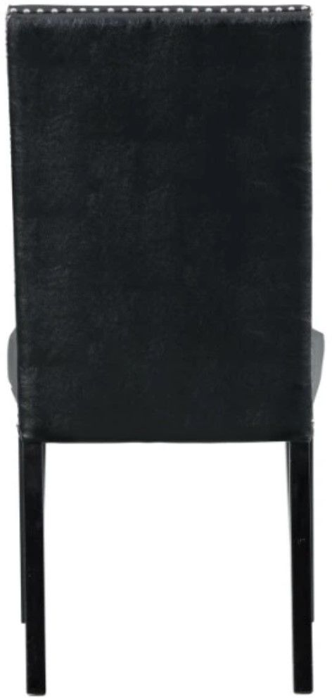 Elements International Meridian Black Upholstered Dining Side Chair-3
