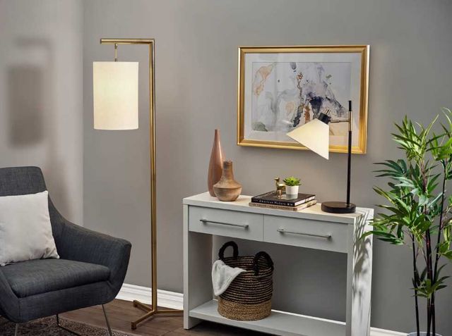 Adesso® Reggie Antique Brass Floor Lamp-2