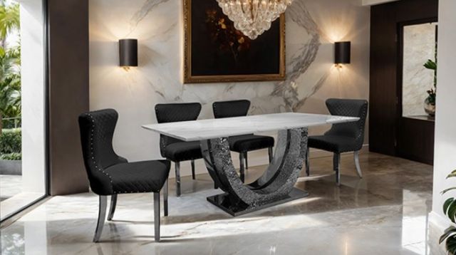 Furniture of America® Portanova 2-Piece Black/Silver Side Chair Set-1