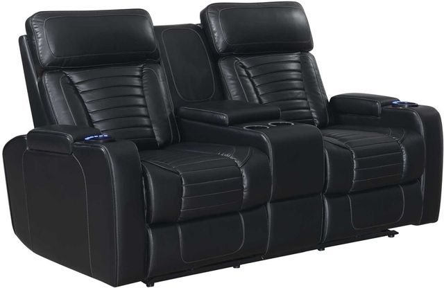 Steve Silver Co. Lavon Midnight Dual-Power Reclining Loveseat with Console-2