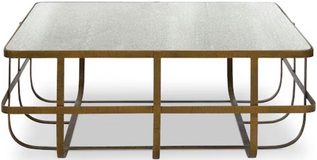 Bassett® Furniture BenchMade Atticus White Top Cocktail Table with Brass Base-1