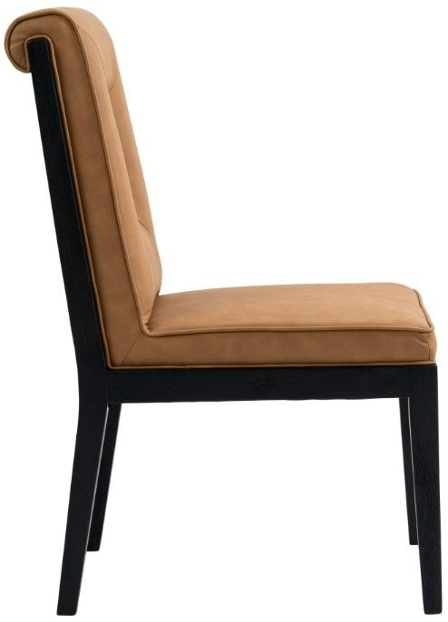 Meridian Furniture Gwendolyn Cognac/Black Vegan Leather Dining Side Chair-2