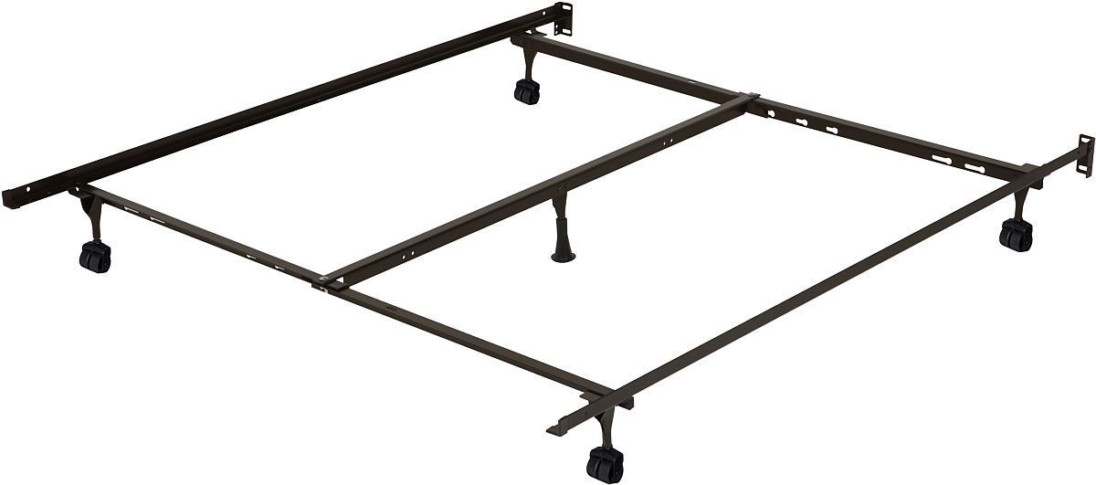 Beaudoin Black Full Traditional Interlock Bed Frame with Casters and Glides