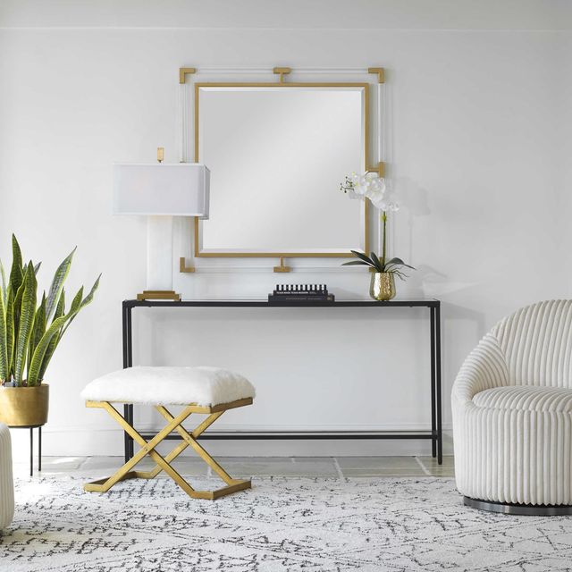 Uttermost® Balkan Metallic Gold Leaf Square Mirror-1