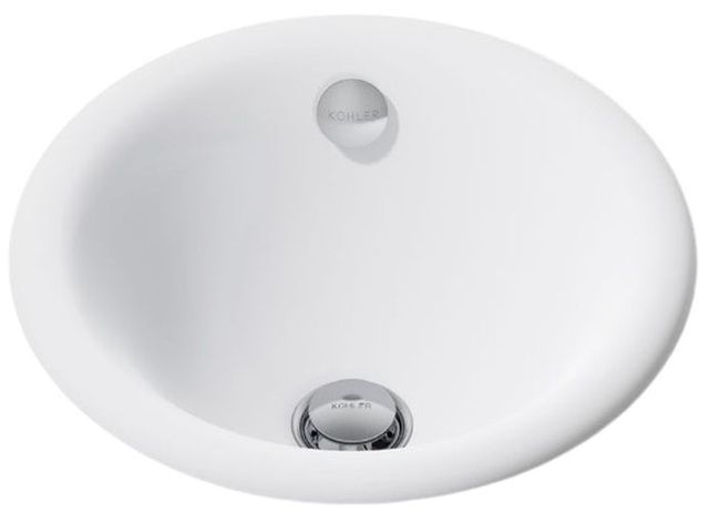 Kohler Iron Plains® White 12" Round Drop-In/Undermount/Vessel Bathroom Sink-4