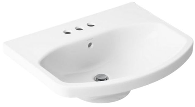 Kohler Cimarron® White 22.75" Centerset Faucet Holes Rectangular Pedestal Bathroom Sink-0