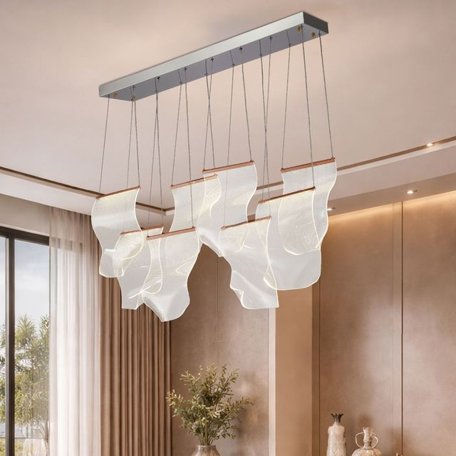 Michael Amini® Sheer Waves Chrome/Rose Gold 8-Light LED Chandelier-1