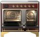 Ilve® Majestic III 40" Burgundy Pro Style Induction Range with Triple Glass Door and Brass Trim-1