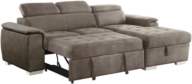 Mazin Furniture Ferriday 2-Piece Taupe Right-Arm Facing Pullout Sleeper Sectional and Chaise with Hidden Storage-1