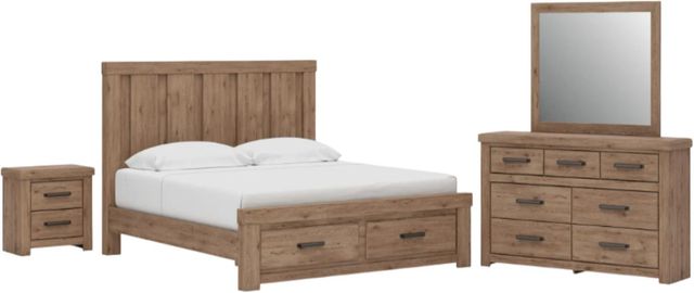 Signature Design by Ashley® Oliandon 4-Piece Light Brown King Storage Panel Bedroom Set-0