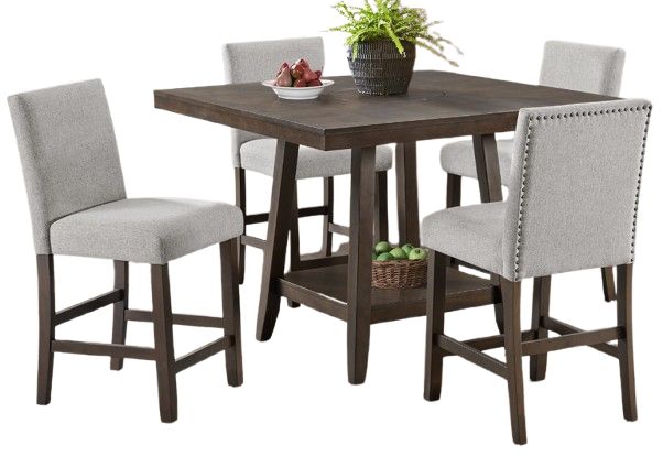 Elements International Seneca 5-Piece Brown Dining Set-0