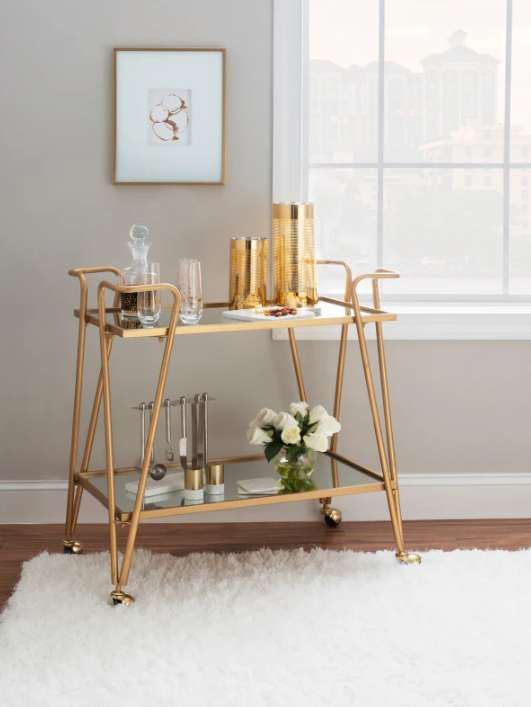 Linon Ellie Gold Bar Cart-1
