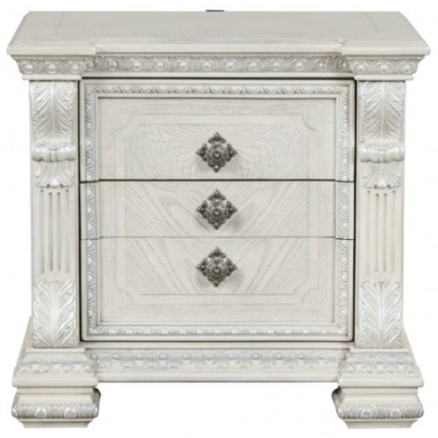 Furniture of America® Promenade Wire Brushed White Nightstand-2