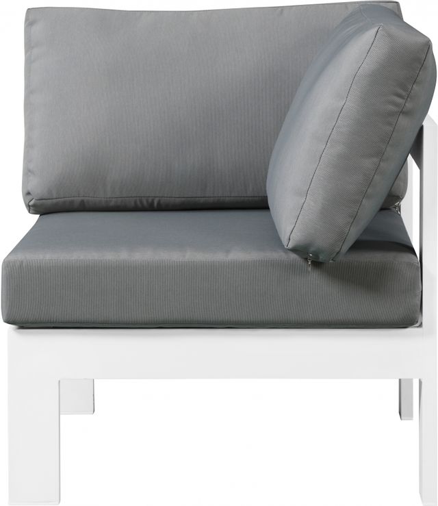 Meridian Furniture Nizuc Grey Waterproof Fabric Outdoor Patio Aluminum Corner Chair-2