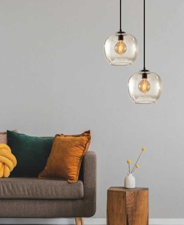Adesso® Black Tinted Glass Pendant-2