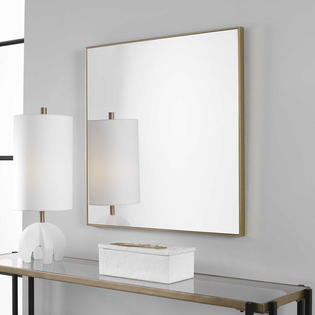 Uttermost® Alexo Brushed Gold Square Mirror-1