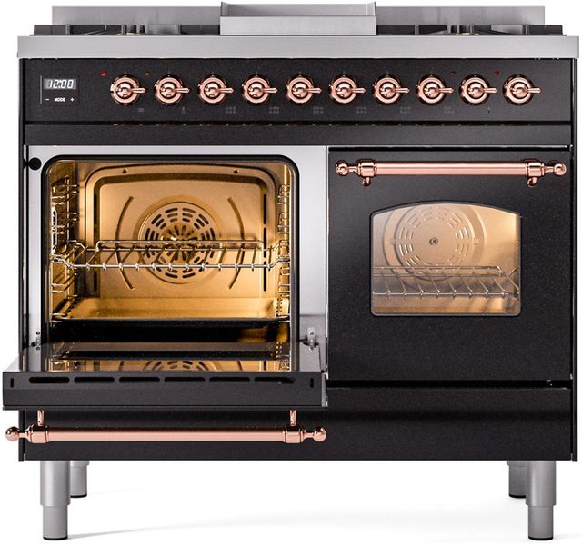 Ilve® Nostalgie II Series 40" Glossy Black Pro Style Dual Fuel Range-2