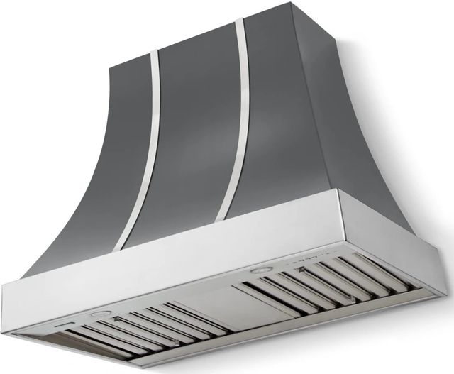 La Cornue CornuFé Cascade 36" Graphite Wall Mounted Range Hood with Polished Chrome Trim-0