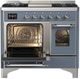 Ilve® Majestic III 40" Blue Gray Pro Style Dual Fuel Liquid Propane Range with Triple Glass Door and Chrome Trim-3