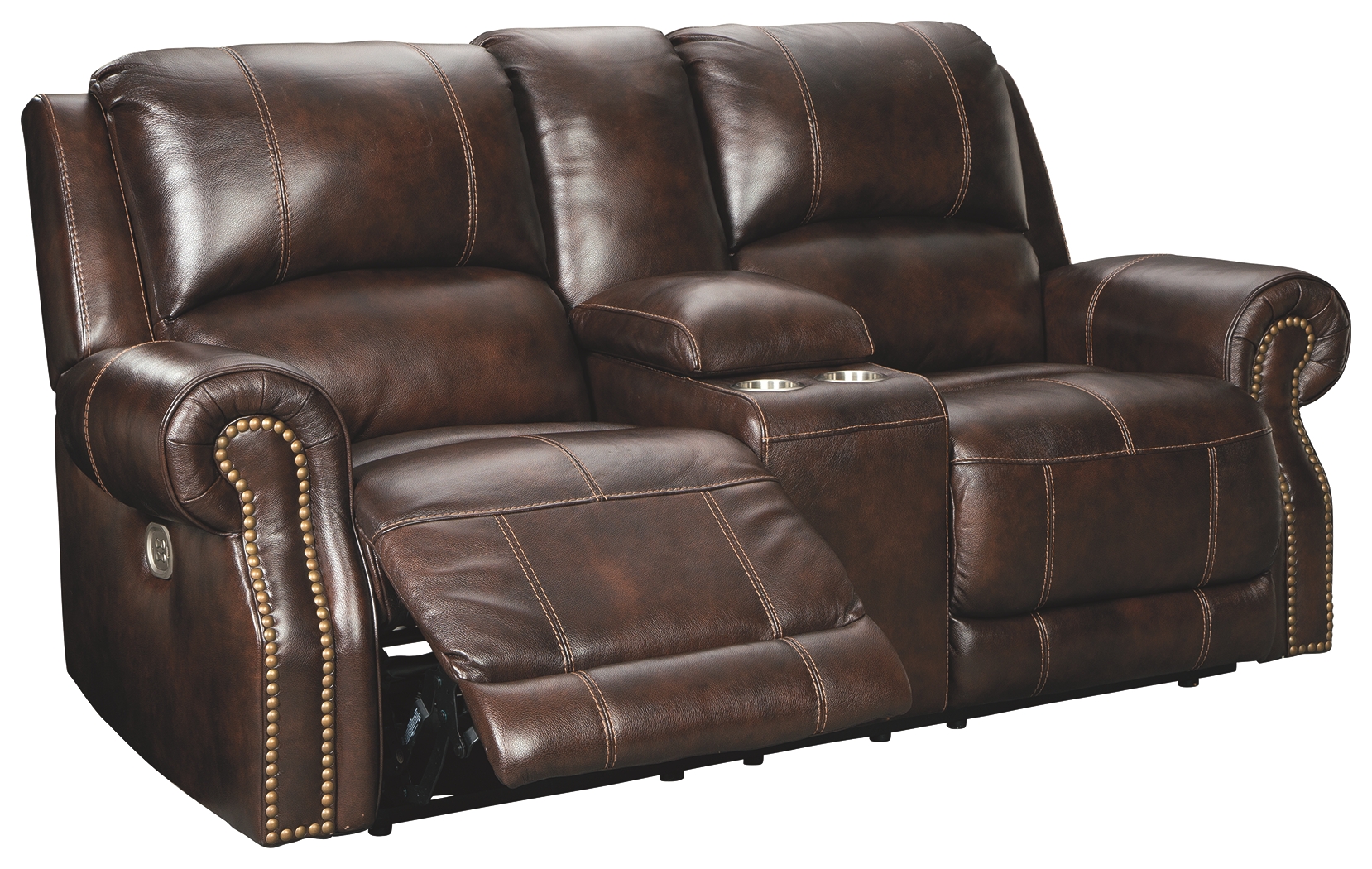 Signature Design by Ashley Buncrana Chocolate Power Reclining Loveseat Farnham s Furniture Galleries Casper Wyoming