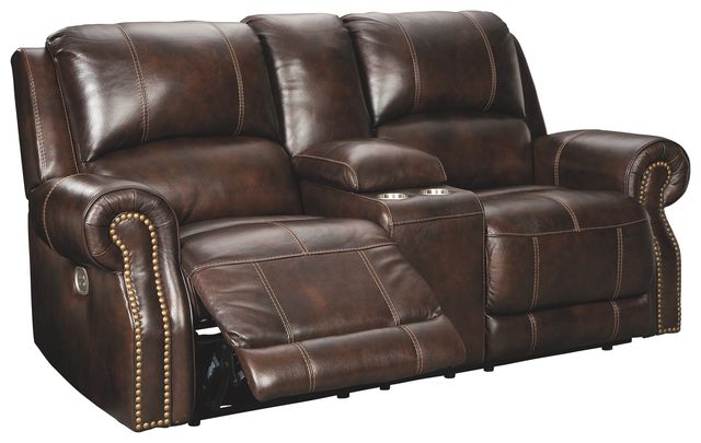 Signature Design by Ashley® Buncrana Chocolate Power Reclining Loveseat-0