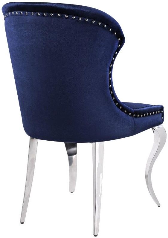 Coaster® Cheyanne 2-Piece Ink Blue/Polished Chrome Upholstered Dining Side Chair Set-2