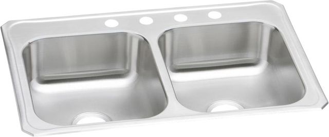 Elkay Celebrity® Brushed Satin 33" x 22" x 7" 4-Hole Equal Double Bowl Drop-In Sink-0