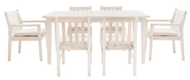Linon Svana 7-Piece Natural Fabric/Wooden Outdoor Dining Set-3
